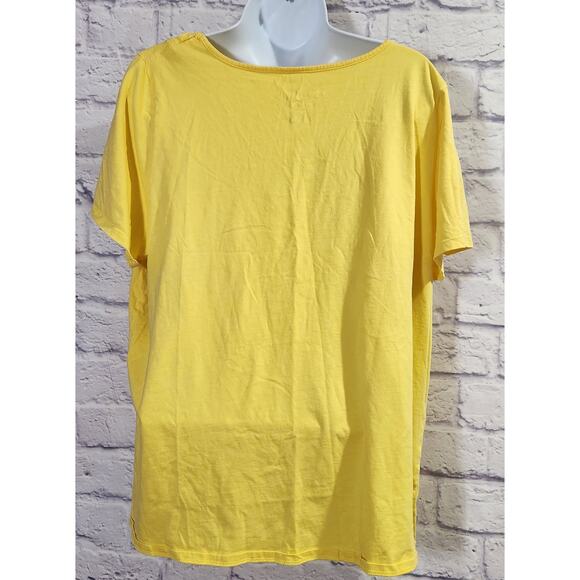 Cacique Intimates Yellow Pleated Round Neck Line Sleep Top 18 20 Lightweight - Picture 4 of 5
